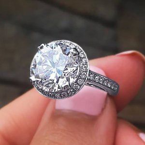 😍PURE BIG DAINTY MACRO PAVE 925 SILVER PLATED BEAUTIFUL RING FOR WOMEN, L041